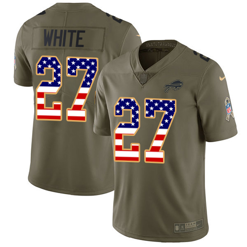 Nike Bills #27 Tre'Davious White Olive/USA Flag Men's Stitched NFL Limited Salute To Service Jersey